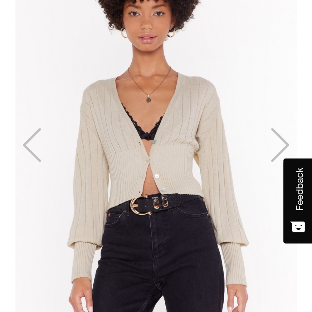 Nasty gal V neck plunge sweater in WHITE
